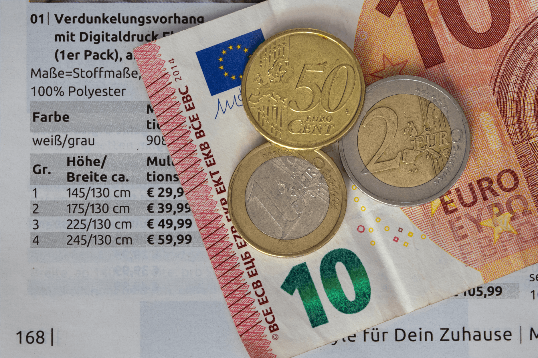 Porównywarki cen: jak z nich korzystać, żeby naprawdę oszczędzać Monety i banknoty euro leżące na wydruku z cenami